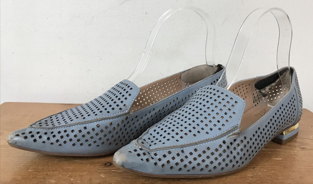 Vintage Style Franco Sarto Powder Blue Mesh Leather Pointy Toe Flats Shoes 7